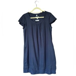 Malvin I Love Linen Women's Size Medium‎ Blue Shift Dress Pockets Cap Sleeve